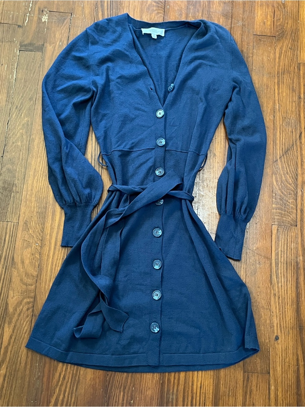 Lucky Brand Navy Button-Front Knit Dress with Tie Waist